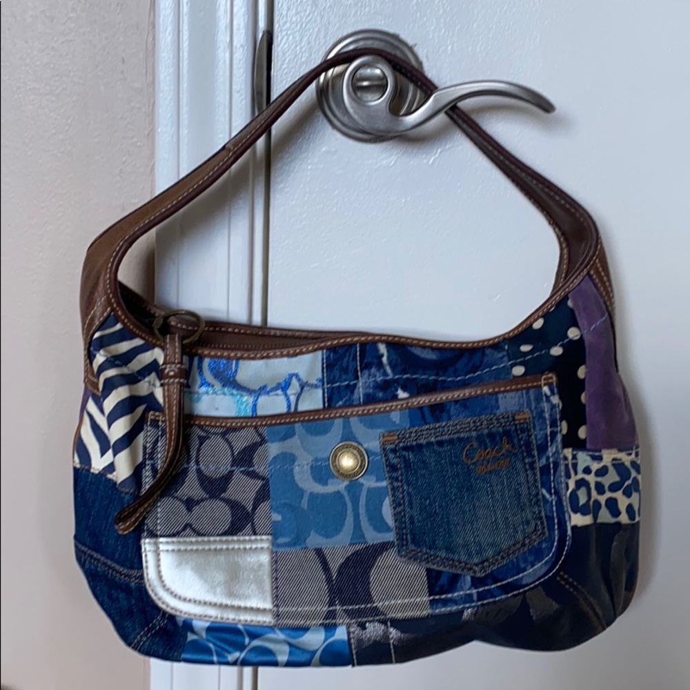 Vintage Coach denim & leather bag